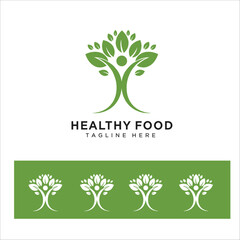Obraz premium Healthy Food Logo Template, Green Vegetables