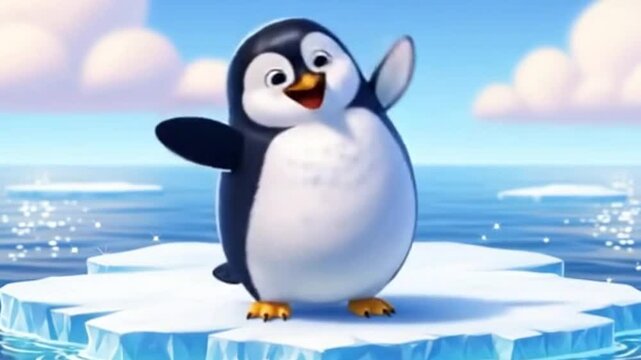  Kleiner niedlicher Pinguin auf einer Eisscholle