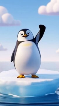  Kleiner niedlicher Pinguin auf einer Eisscholle
