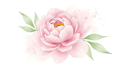 Pink peony botanical watercolor illustration watercolor peony illustration, botanical painting, stock illustration