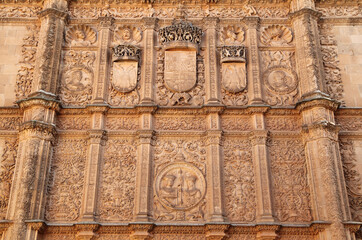 Salamanca, Castilla y Leon, Spain. A facade in the historical university city. UNESCO World Heritage Site.