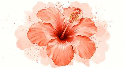 Coral Orange Hibiscus Tropical Watercolor Flower
Watercolor flower hibiscus blossom petal. Soft red hibiscus watercolor flower with soft petals
