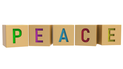 Golden boxes with text PEACE