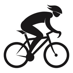 Obraz premium Simple black and white illustration of a cyclist riding a road bicycle isolated