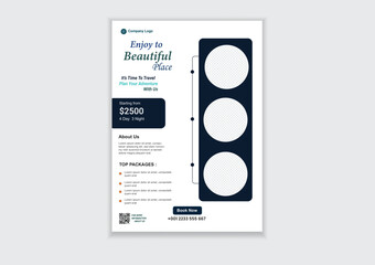 Vacation travel flyer design template. flyer design & brochure cover page template for travel agency	