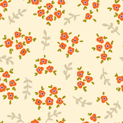 Coquette small flowers trellis seamless pattern. Preppy bouquets. Liberty style millefleurs texture