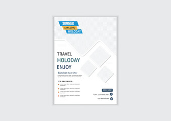 Vacation travel flyer design template. flyer design & brochure cover page template for travel agency	