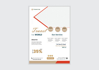 Vacation travel flyer design template. flyer design & brochure cover page template for travel agency	