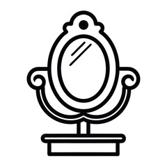 Fototapeta premium Wall mirror line art icon. Minimal vector design for interior decor.