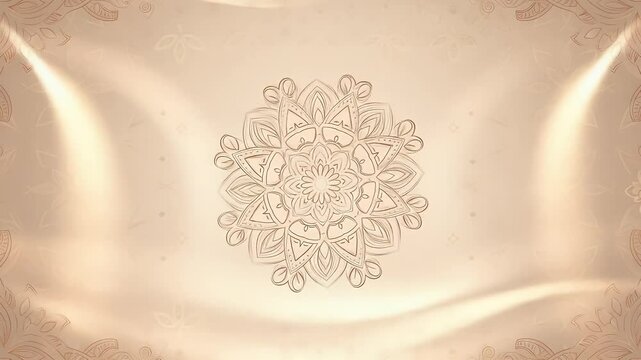 Gold indian wedding background with floral pattern and mandala