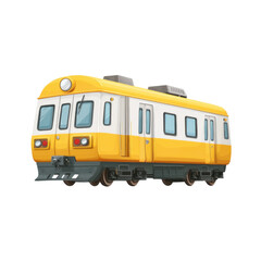 Bright Yellow Train Illustration with Distinctive Windows and Smooth Lines for Transportation and Travel Concepts Transparent background or PNG