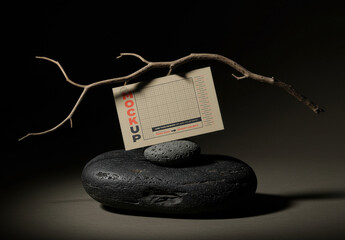 Personal Card Elegant Rock and Branch Scene Mockup