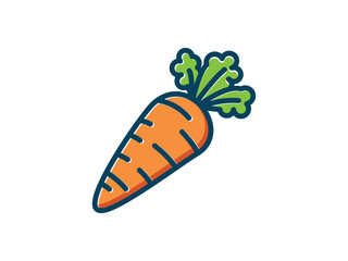 Colorful flat vector of fresh orange carrot with green leafy top. Suitable for healthy food promotion, agriculture graphics, and children's content, or educational graphics.