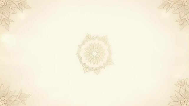Minimal cream gold indian wedding background with central mandala