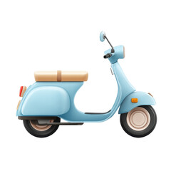 Obraz premium Vintage Blue Scooter with Tan Seat on White Background for Retro Travel and Fun Lifestyle Concepts Transparent background or PNG