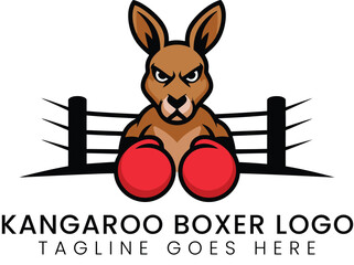 Powerful Kangaroo Boxer Logo Design for Sports  Fitness Brands