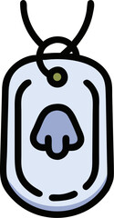 dog tag vector outline icon on white or transparent background. Military Solid Editable Icon