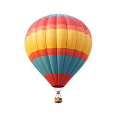 Fototapeta premium Vibrant Hot Air Balloon in Bright Colors Floating Against Clear Blue Sky in Scenic Outdoor Landscape Transparent background or PNG