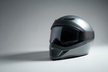 close-up of wingsuit helmet and goggles placed on solid grey background