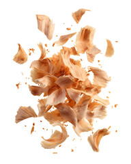 Light Brown Wood Shavings Exploding Against a Black Background