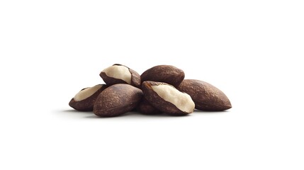 Obraz premium Close-up of Brazil Nuts, Showing Detail of Shells and Kernels, on White Background