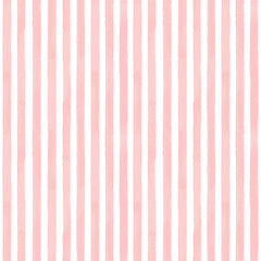 Red watercolor stripe seamless pattern with vertical orientation on white