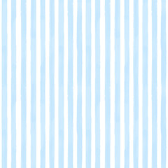 Seamless vertical watercolor stripe pattern in bright blue on white background