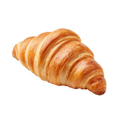 Freshly Baked Golden Croissant on White Background Perfect for Breakfast and Pastry Delight in Culinary Photography Transparent background or PNG