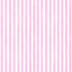 Seamless vertical watercolor stripe pattern in bright pink on white background