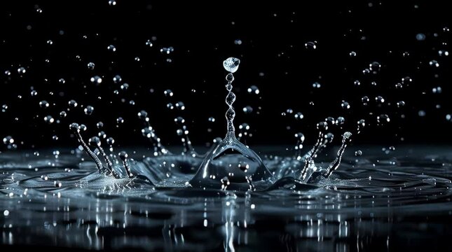 splashing water on black background, for overlay