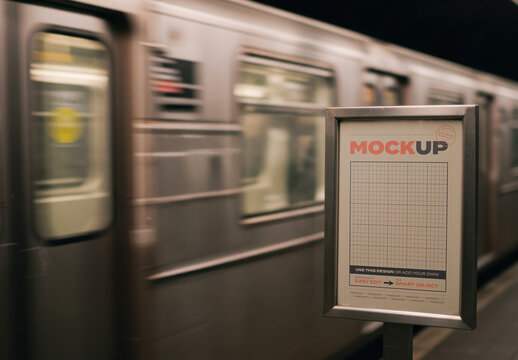 Sign on the Subway Notice Mockup