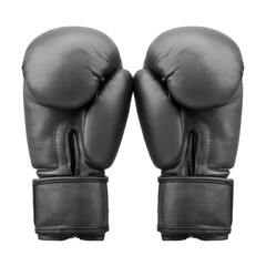 High-Quality Black Leather Boxing Gloves Isolated on White Background for Sports and Fitness Concepts Transparent background or PNG