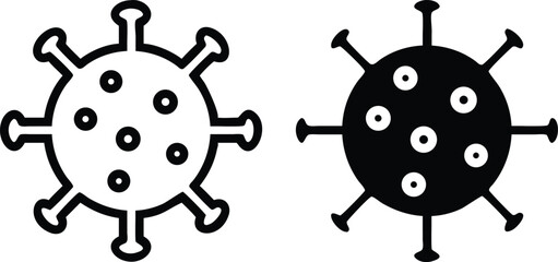 Stylized Black and White Virus Icon – Minimal Radial Microbiology Vector Illustration