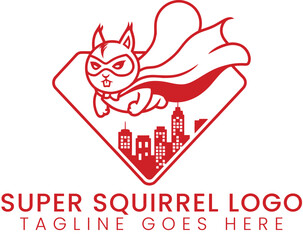 Super squirrel logo design vector illustration hero animal character © ahmadfarazswl