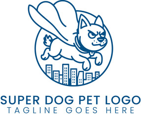 Super dog pet logo design superhero animal vector illustration graphic