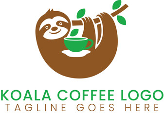 Sloth coffee shop logo design cute animal cafe brand identity vector art © ahmadfarazswl