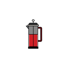 Fototapeta premium French Press Coffee Maker Vector Illustration for Manual Brewing and Kitchen Posters