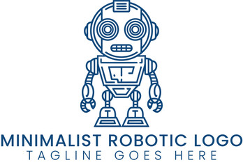Minimalist robot logo design ai technology automation vector graphic art