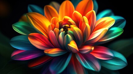 Obraz premium An abstract and vibrant floral design featuring a variety of colors and textures. The pattern is visually striking and creates a sense of movement and energy. 