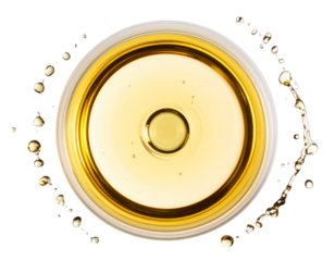 Untitled design - Top View of White Wine Droplets and Swirling Ring, Isolated PNG