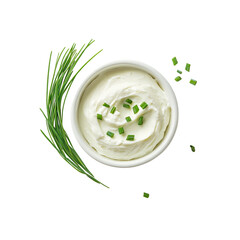 Creamy Sour Cream Dip with Fresh Chives - Overhead Shot