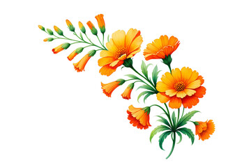 Vibrant Orange Floral Isolated PNG Arrangement on Transparent Backdrop