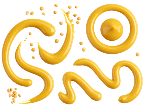  Set of Cheese Sauce Splashes and Drips in Various Shapes, Transparent PNG
