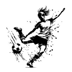 Soccer player Silhouette Grunge Splatter and Dripping Spray Effects