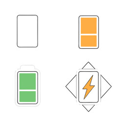 Four Low Battery Icons Red Glow 3D & Flat Styles
