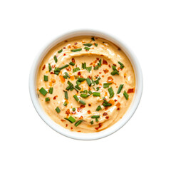 Creamy Spicy Dip with Chives in White Bowl