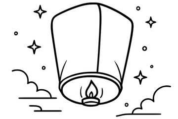Floating Lantern Silhouette Vector Illustration