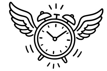 Flying Alarm Clock Vector Illustration