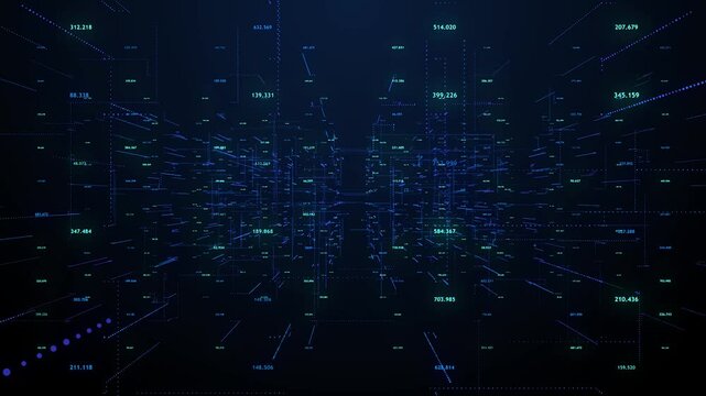 4k animated abstract background with glowing light. Server room data center banner. Big 3d digital technology concept for web design. animation. Computing hardware