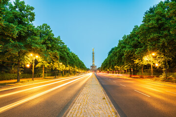 Road to Berlin Victory Column at dawn. Germany